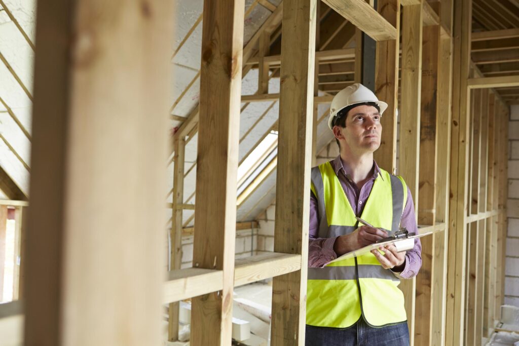 man checking out the construction site